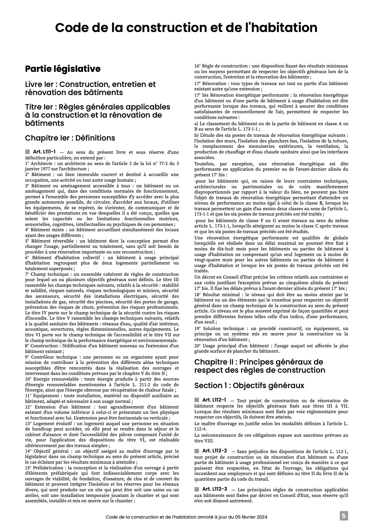 Code de la construction et de l'habitation 2025 annoté & imprimé à la demande