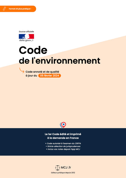 Code de l'environnement 2025 annoté & imprimé à la demande