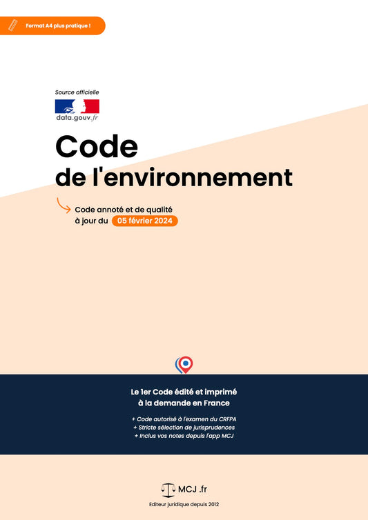 Code de l'environnement 2025 annoté & imprimé à la demande