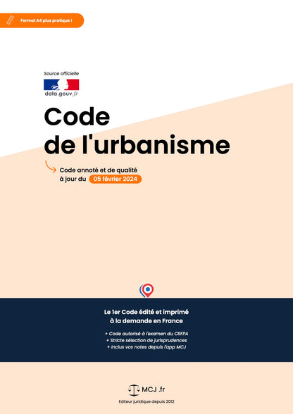 Code de l'urbanisme 2025 annoté & imprimé à la demande