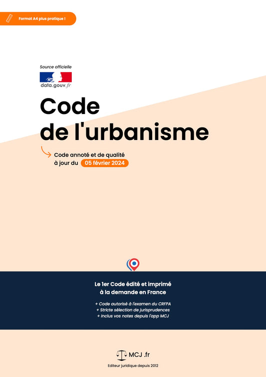 Code de l'urbanisme 2025 annoté & imprimé à la demande
