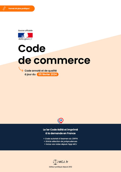 Code de commerce 2025 annoté & imprimé à la demande