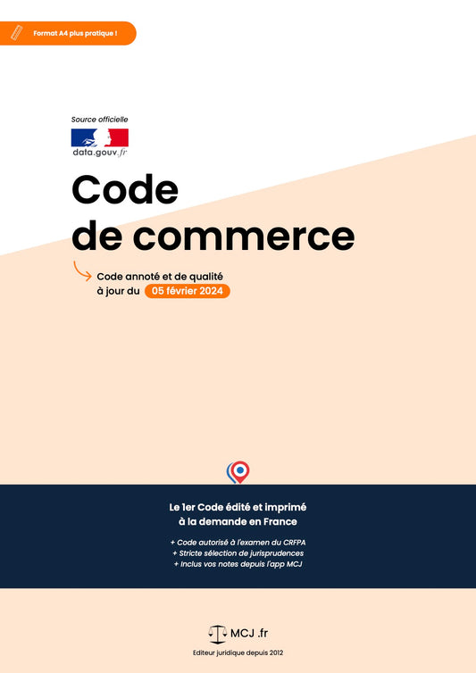 Code de commerce 2025 annoté & imprimé à la demande