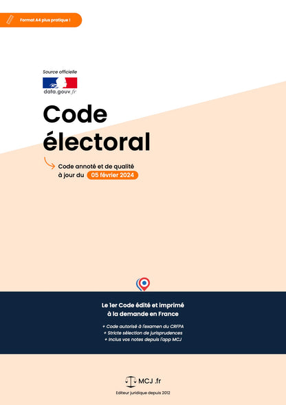 Code électoral 2025 annoté & imprimé à la demande