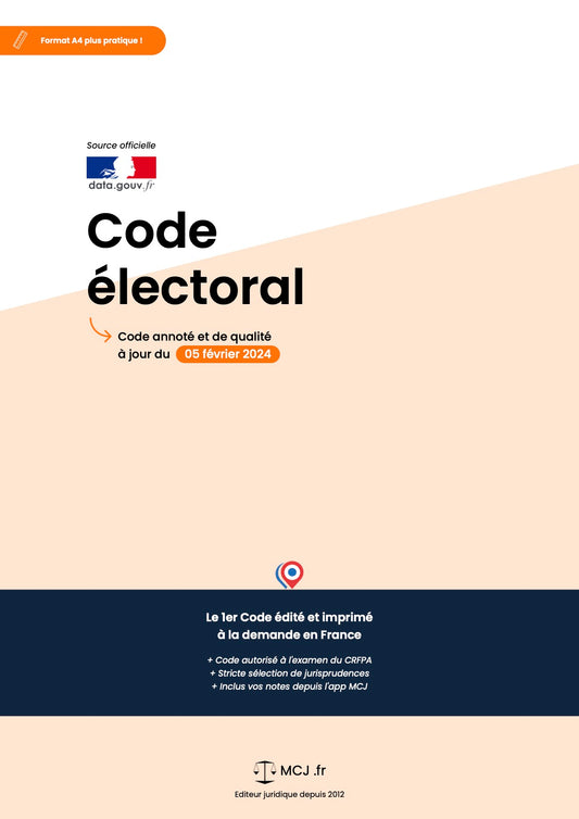Code électoral 2025 annoté & imprimé à la demande